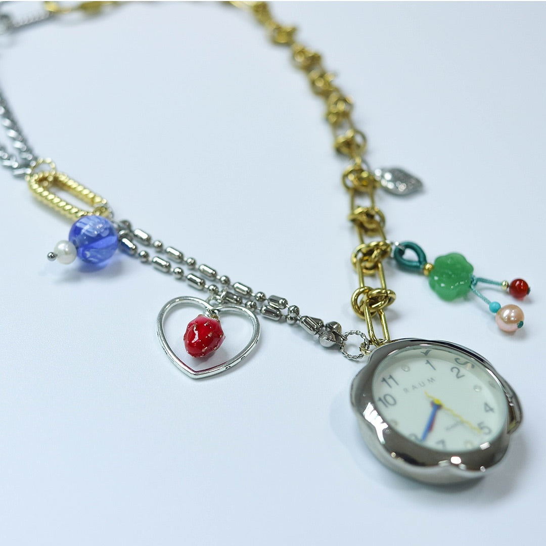Silver Flower Vintage Watch Pendant Necklace