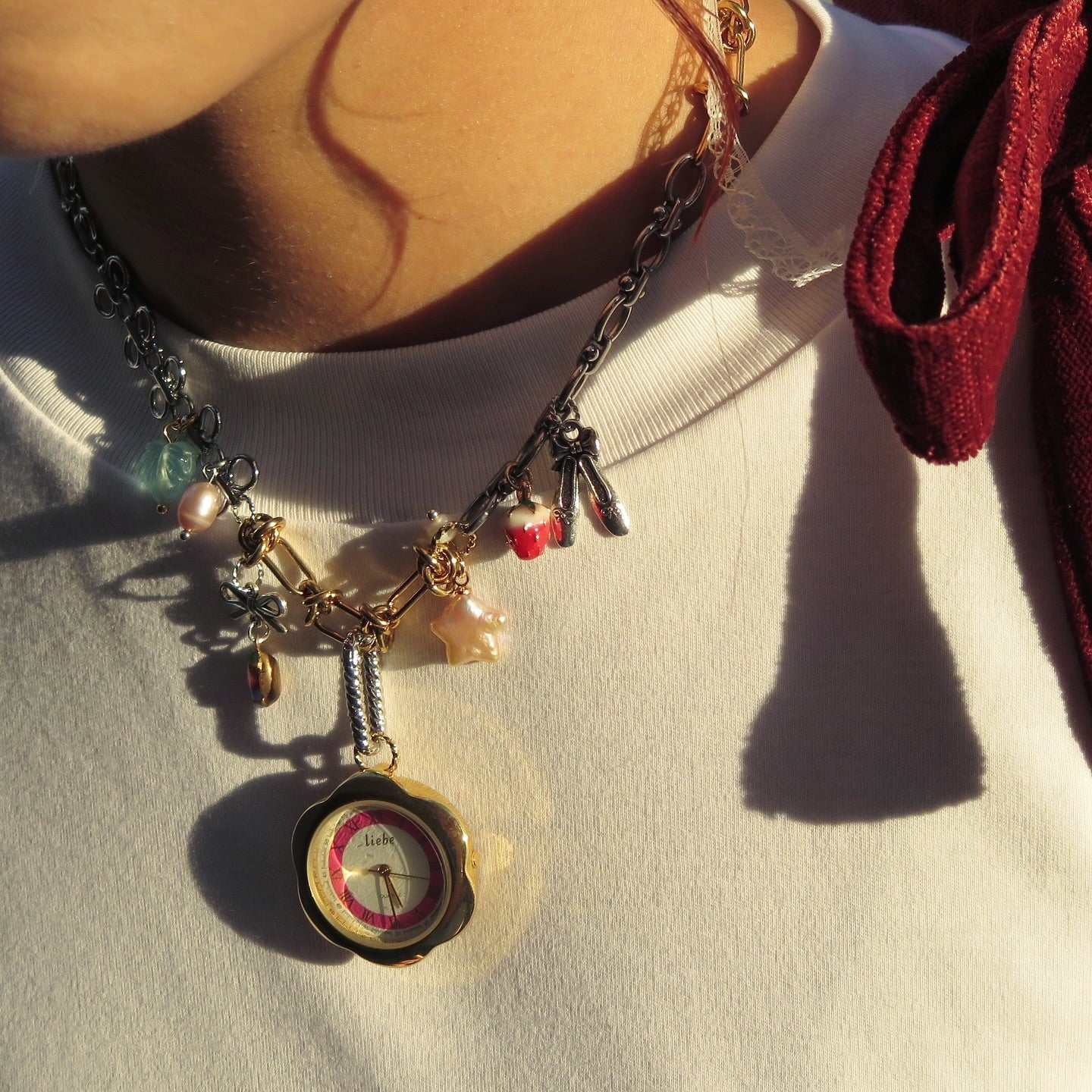 Gold Flower Vintage Watch Pendant Necklace