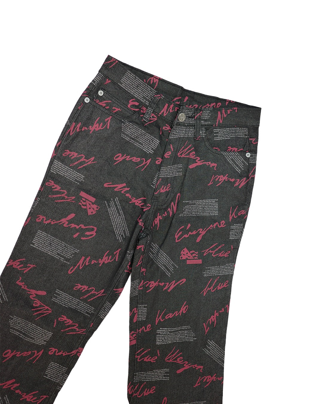 Black Flared Pants with Scribbles Print